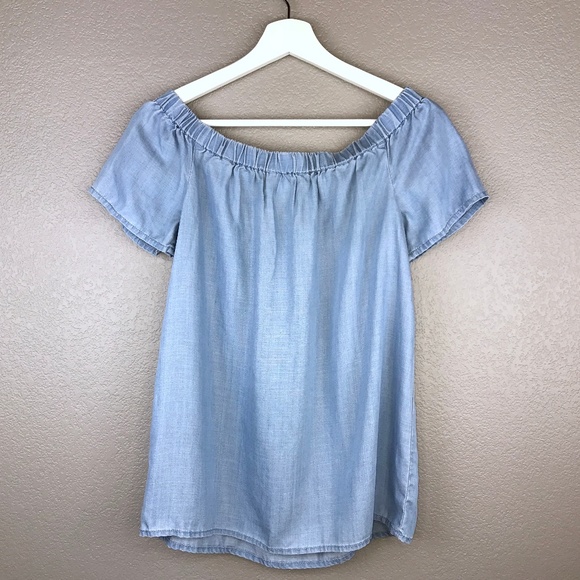 Vince Camuto Chambray Off the Shoulders Top - Picture 5 of 7